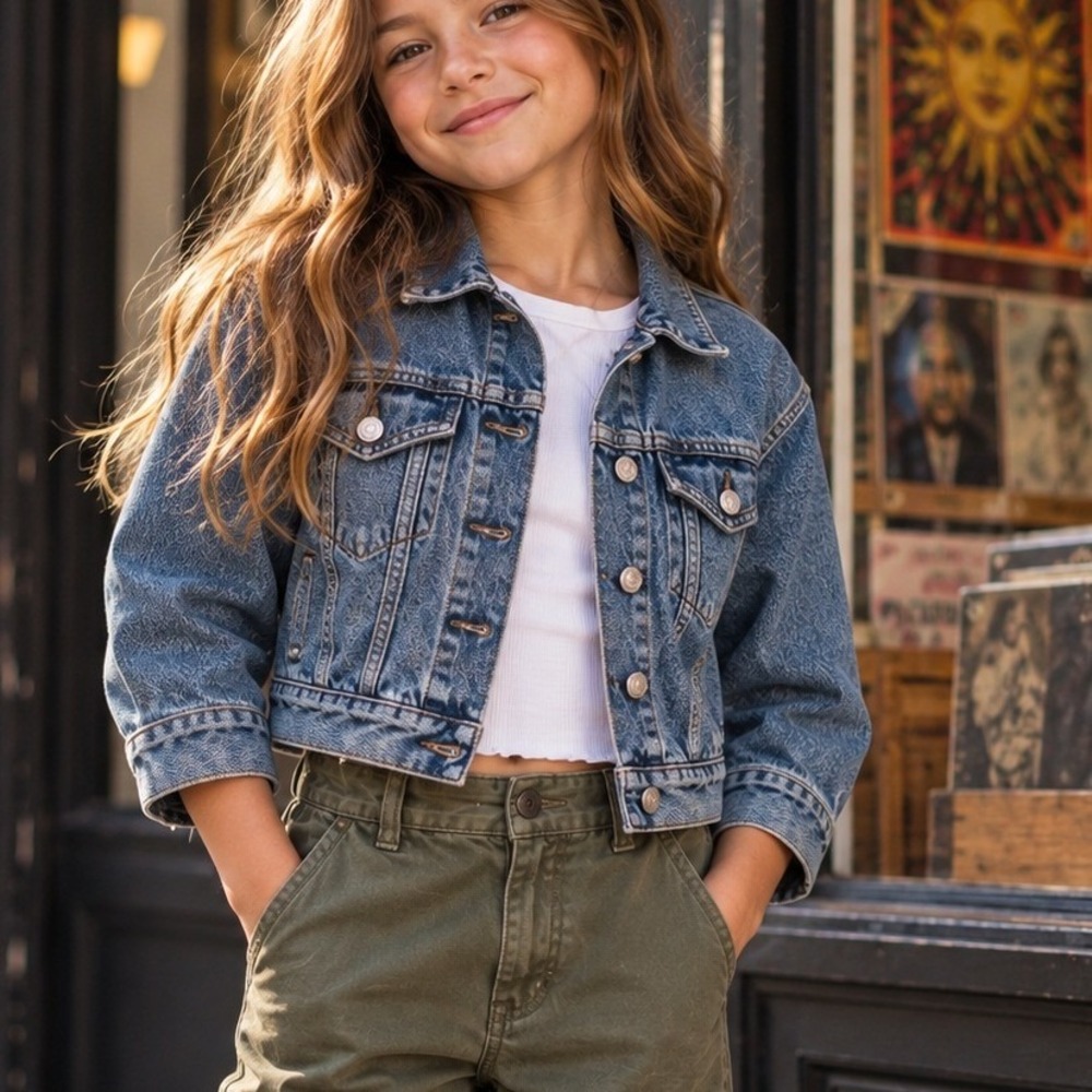 Vintage Gap Denim Kids Medium Blue Trucker Jacket 100% Cotton 91514-0450